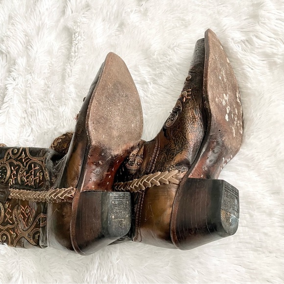 CORRAL Leather Laced Studded Embroidered Snip Toe Cowgirl Boots R1217 western - Picture 6 of 11